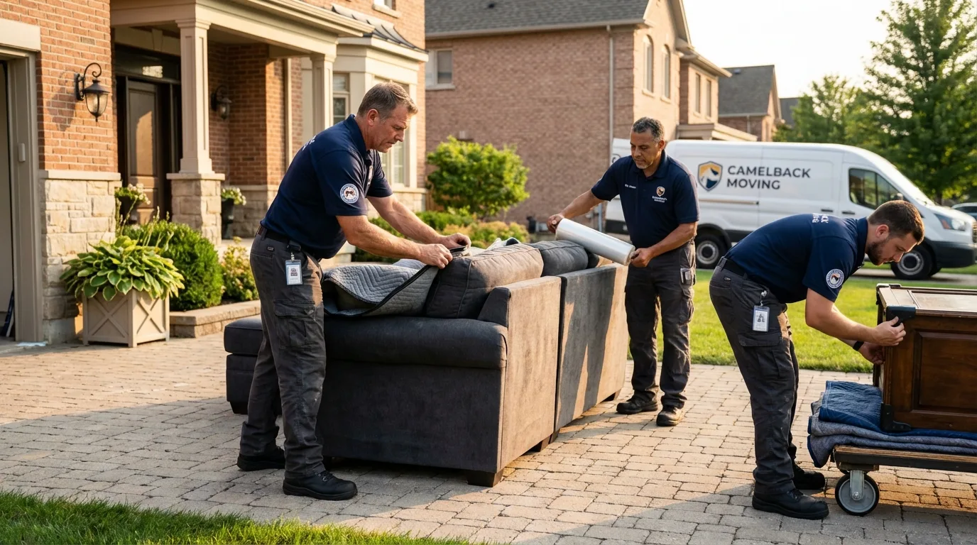 Large estate moving crew wrapping furniture in Chamberlain, SD
